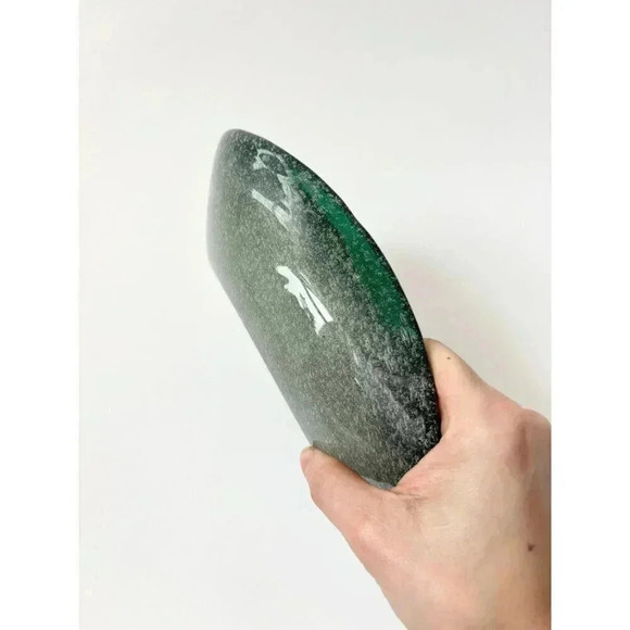 Green Murano Vamasa Barbini Italian Made Hand Blown Glass Heart Shaped Bowl - Picture 2 of 7